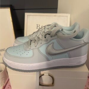 Nike Kids' Sky Blue and Silver Sneakers